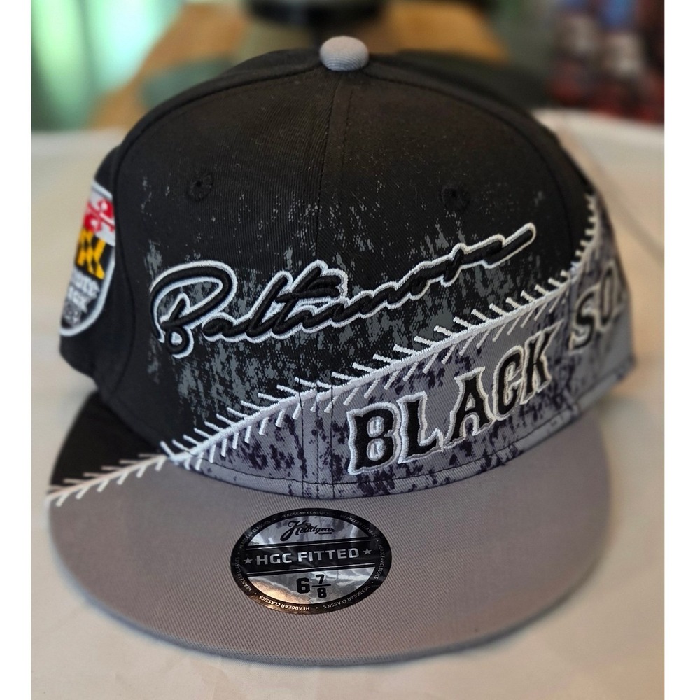 Headgear Classics Fitted Hat Mens 6 7/8 Black Grey New Baltimore Black Sox Cap
